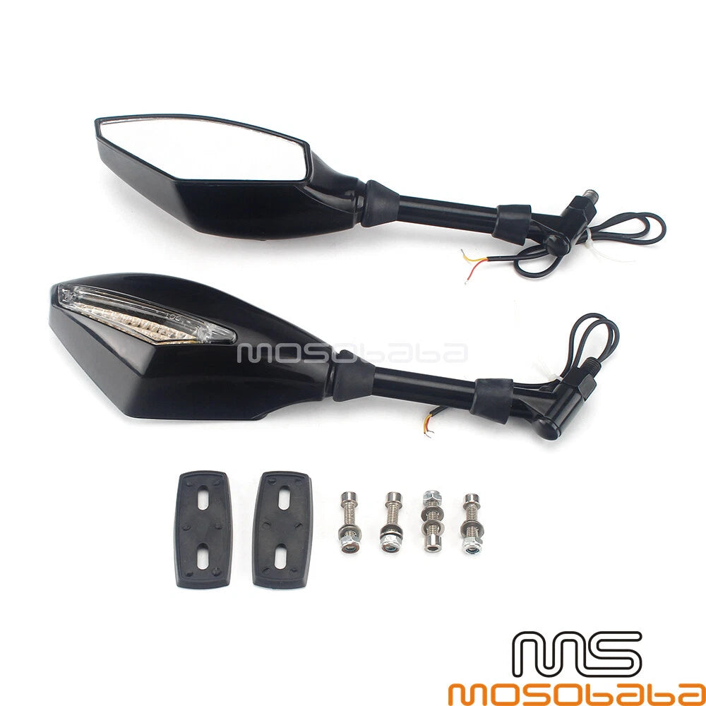 LED Turn Signal Integrated Mirrors for Kawasaki Z1000 Z750 KLX GSXR CBF600 Honda (2003-2023)