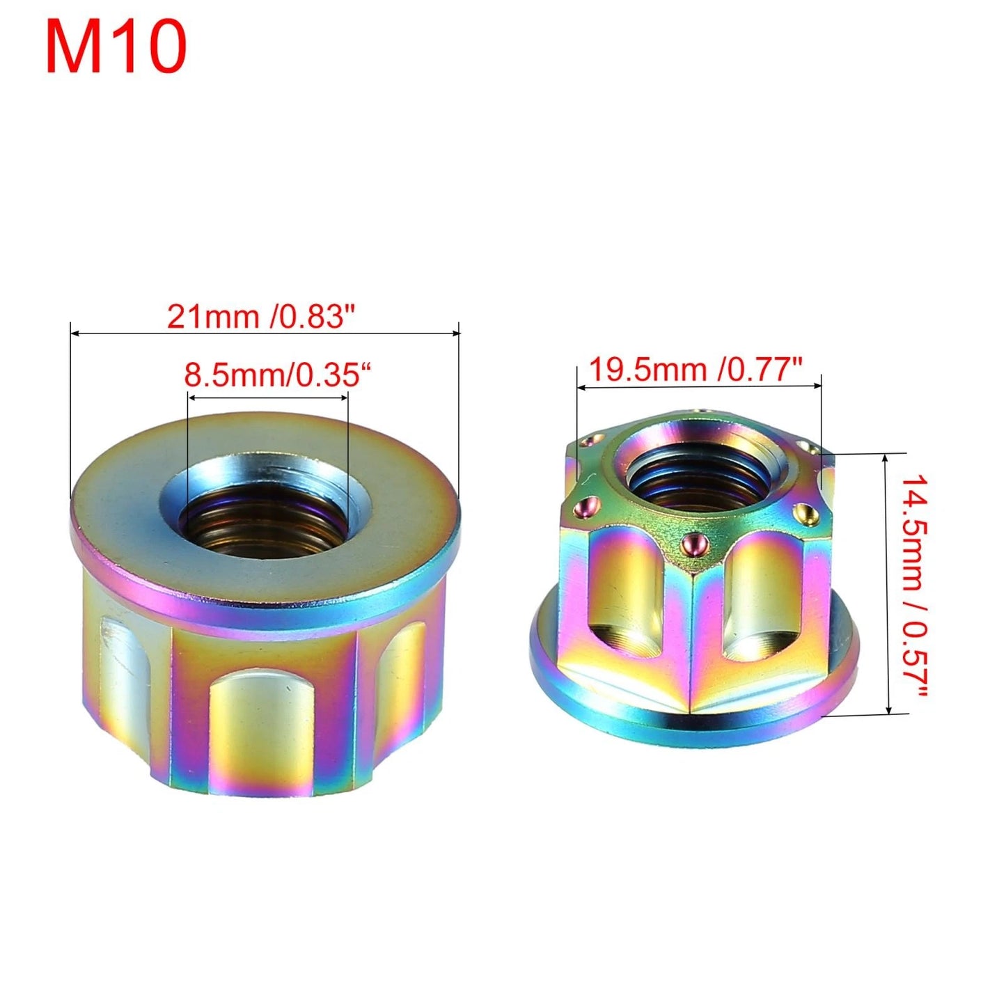 6 x Flange Bolt Nut M10 x 1.25 for Motorcycle