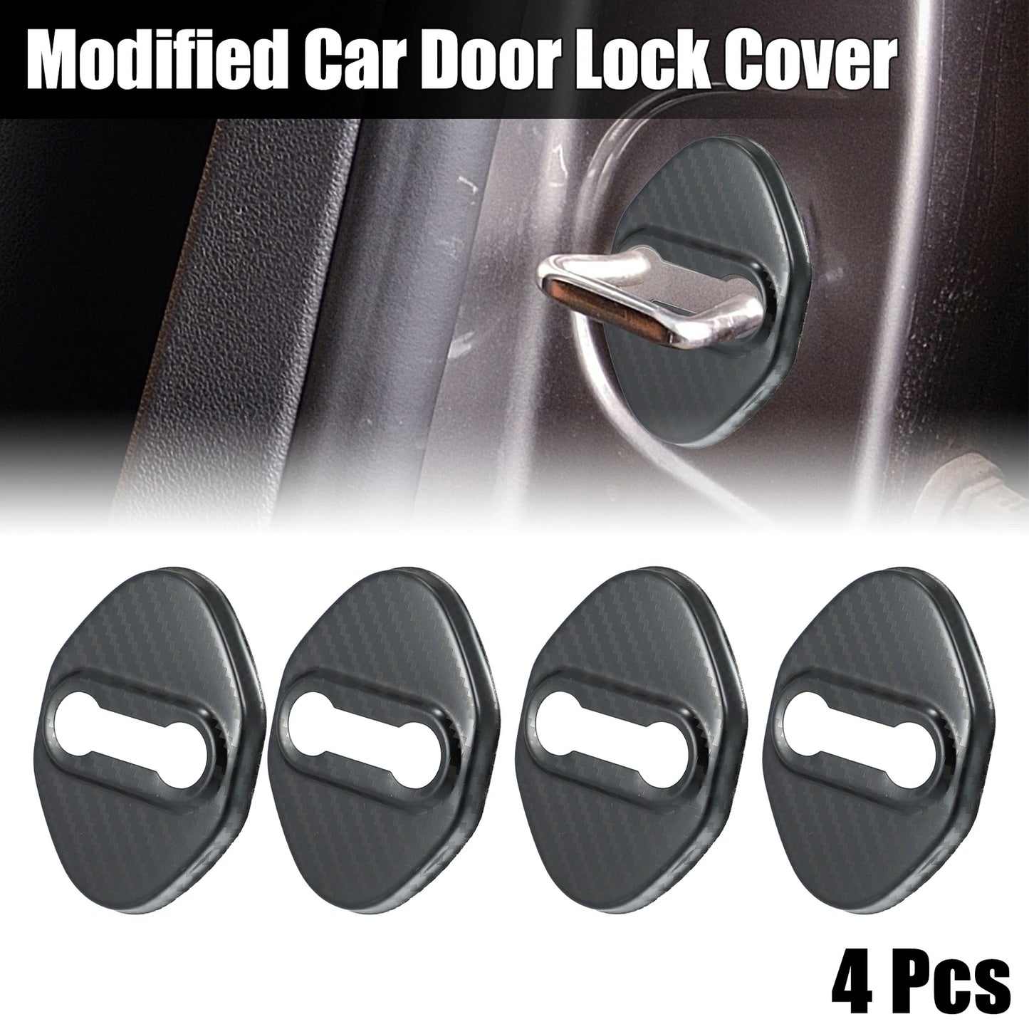 4 x Car Door Lock Latch Covers for Ford Focus (2019-2021) Carbon Fiber