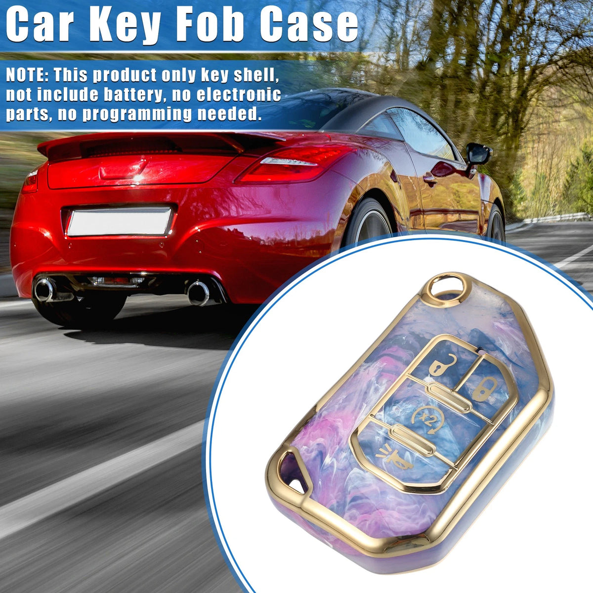 4 Button Remote Key Fob Cover Shell for Jeep Wrangler JL JLU (2018-2023)