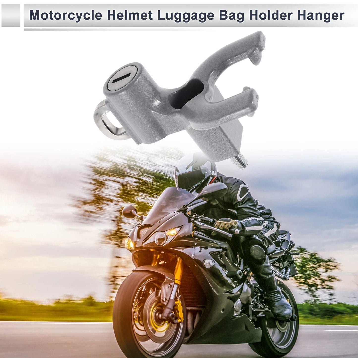 Double-Fork Metal Motorcycle Hanging Hook 1 x Silver Tone for Motorcycle