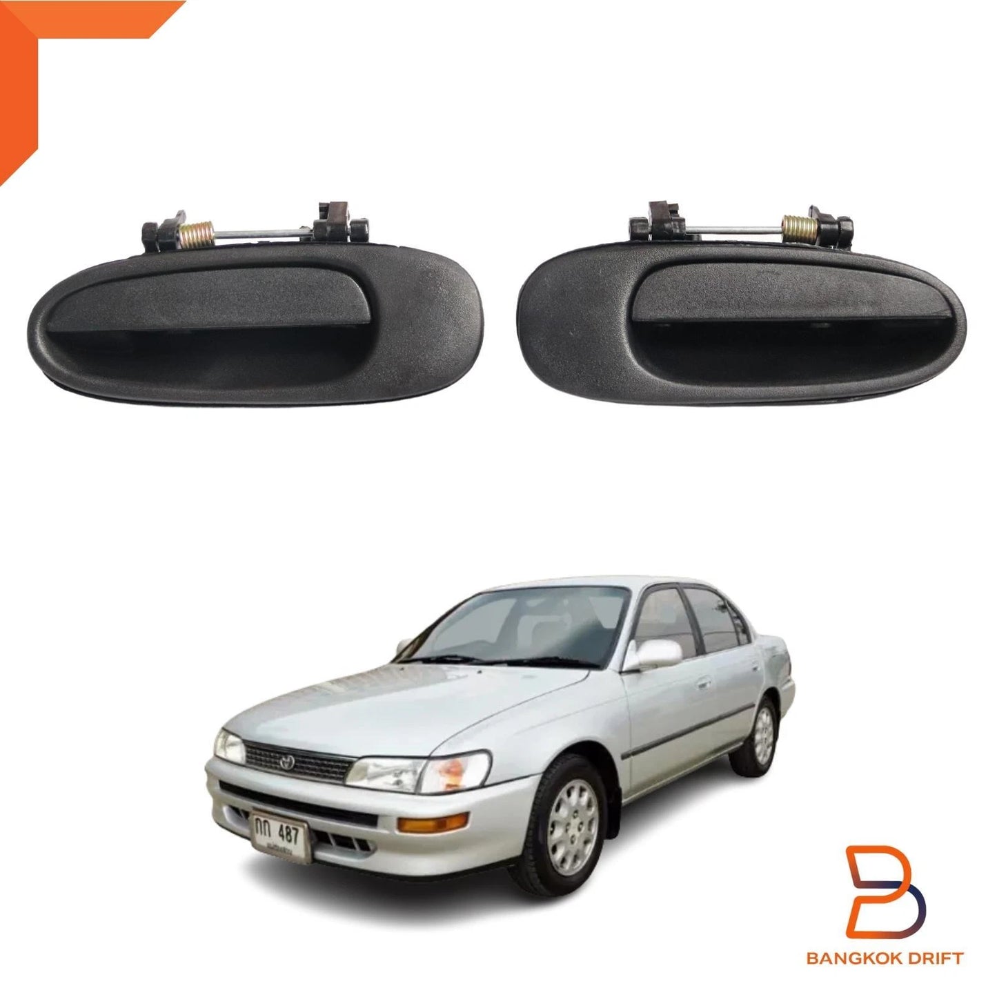 Black Rear Outer Door Handles  for Toyota Corolla (1992-1998)
