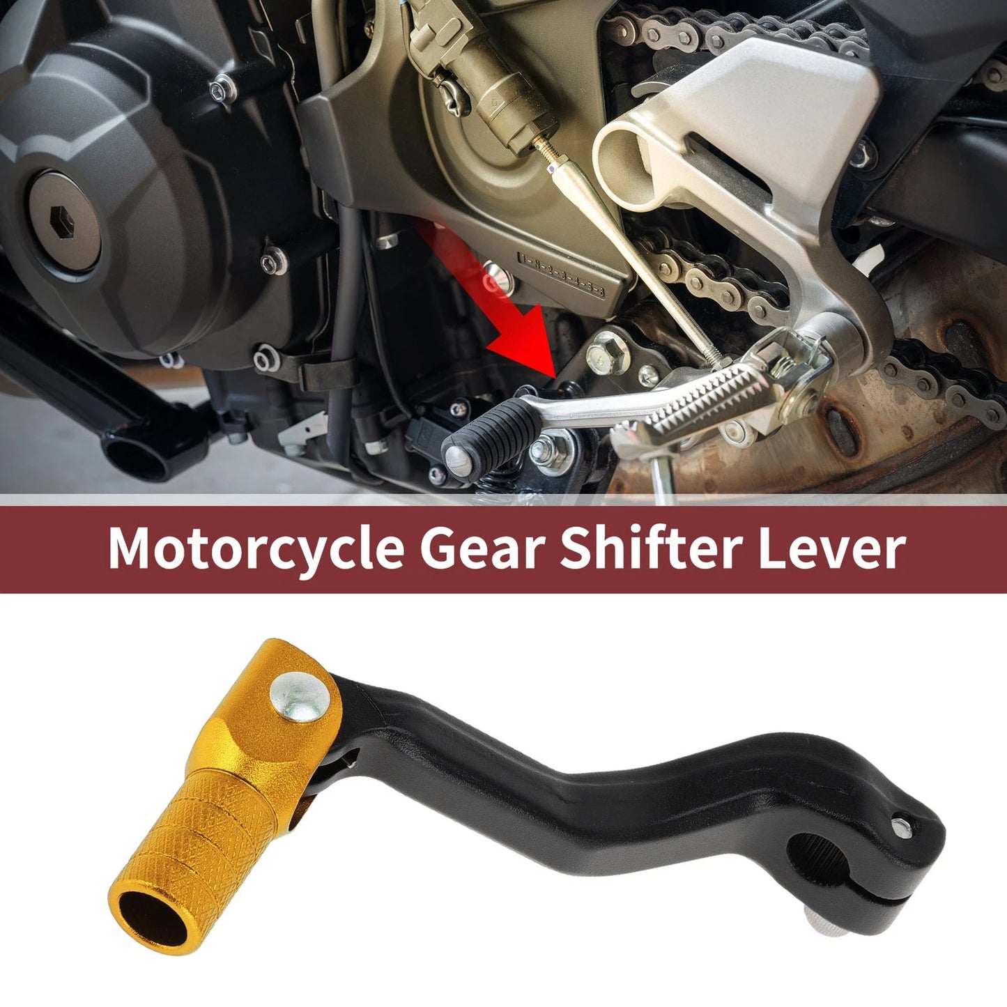 Folding Gear Shifter Lever for Kayo T2 Black Lever Gold Tone Head