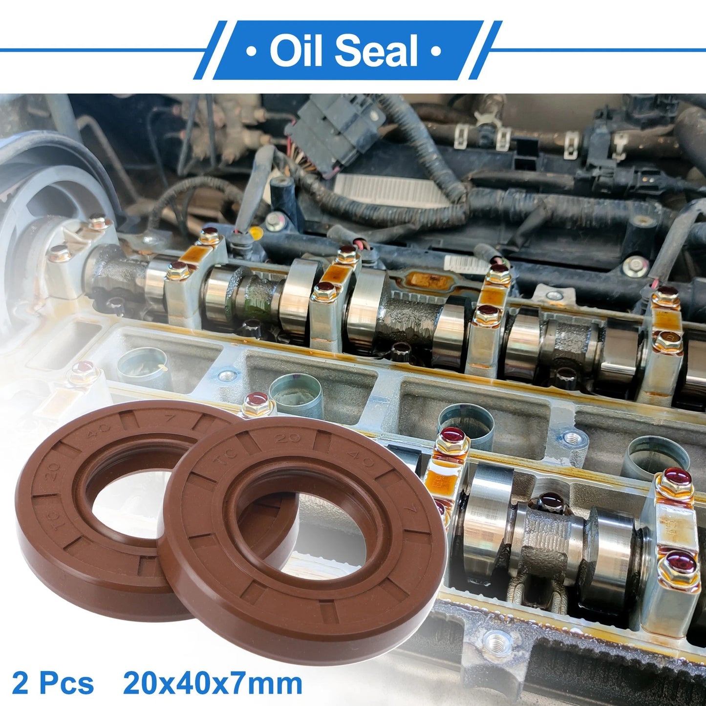 Oil Seal 20x40x7mm 2 x Seal Ring Rotary Shaft Seal FKM Rubber