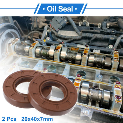 Oil Seal 20x40x7mm 2 x Seal Ring Rotary Shaft Seal FKM Rubber