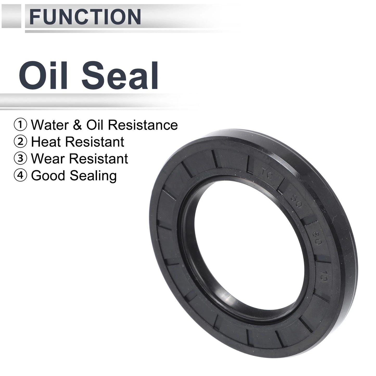 Oil Seal 50x80x10mm NBR Rubber Black 5 Pcs