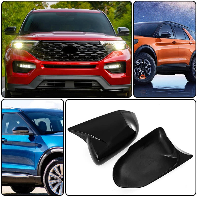 Glossy Black Rearview Wing Mirror Cover Caps for Ford Explorer (2020-2024)