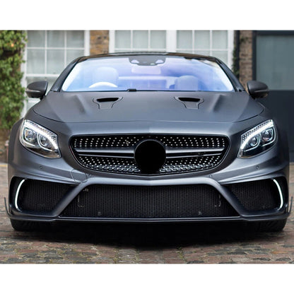 Black GT Grille Cover for Mercedes Benz S-Class C217 W217 S63 S65 (2015-2017)