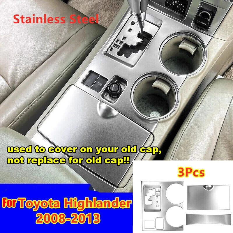 Silver Console Gear Shift Panel Trim Cover for Toyota Highlander (2008–2013)