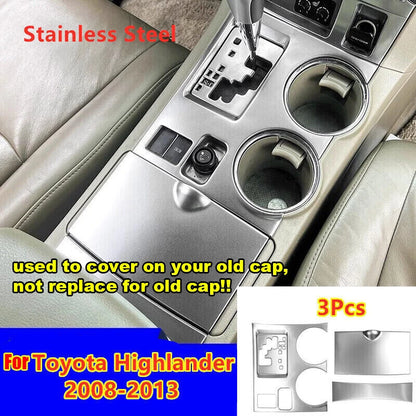 Silver Console Gear Shift Panel Trim Cover for Toyota Highlander (2008–2013)
