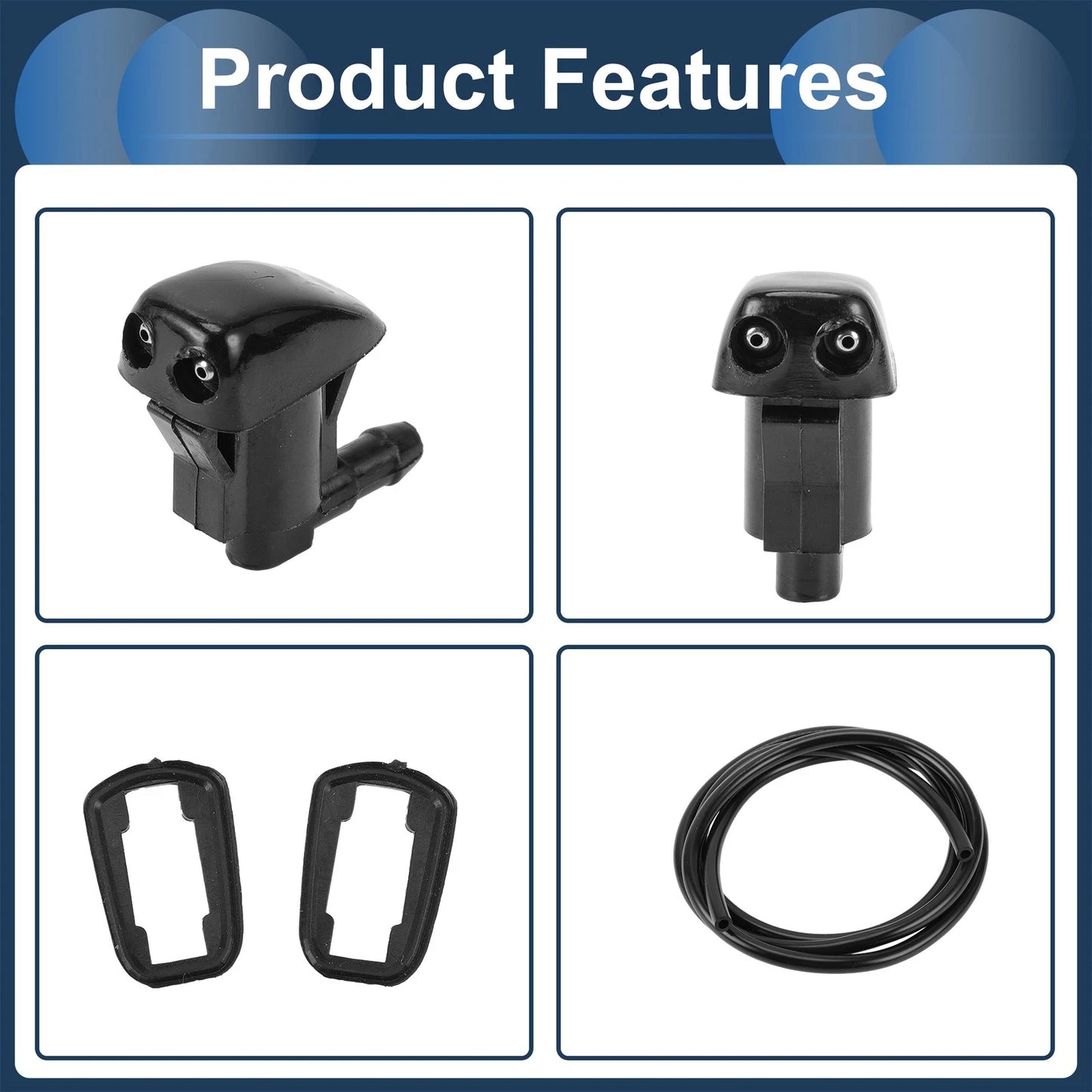 Windshield Washer Nozzle & Gasket, Fluid Hose for Toyota Sienna (2004-2010)