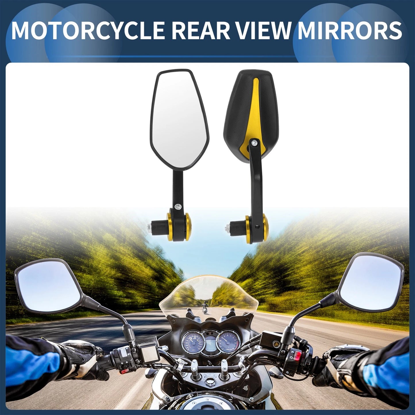 Pair Motorcycle Rear View Mirrors Handlebar Mirrors Plastic Aluminum
