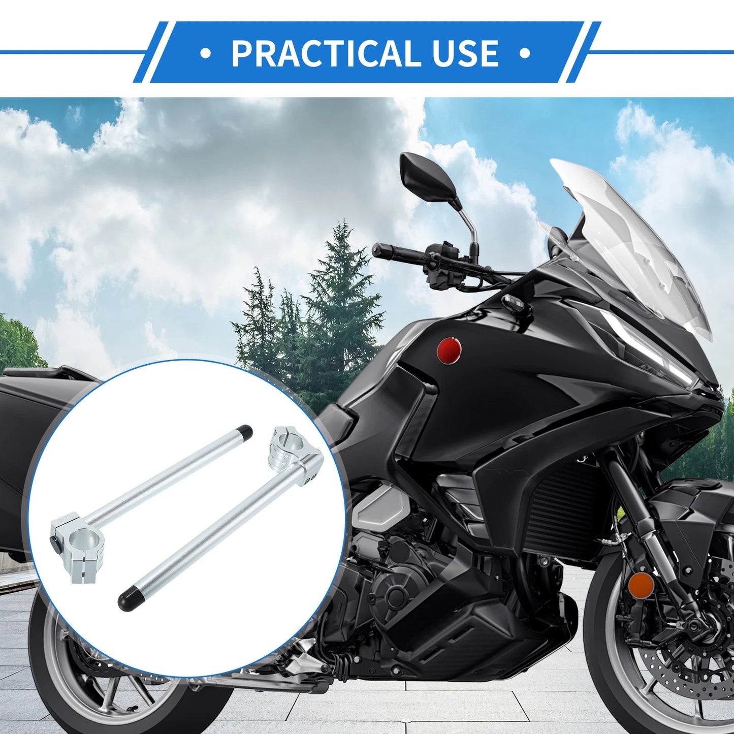 Pair 31mm Motorcycle Handlebar for ATV Aluminum Alloy Silver Tone