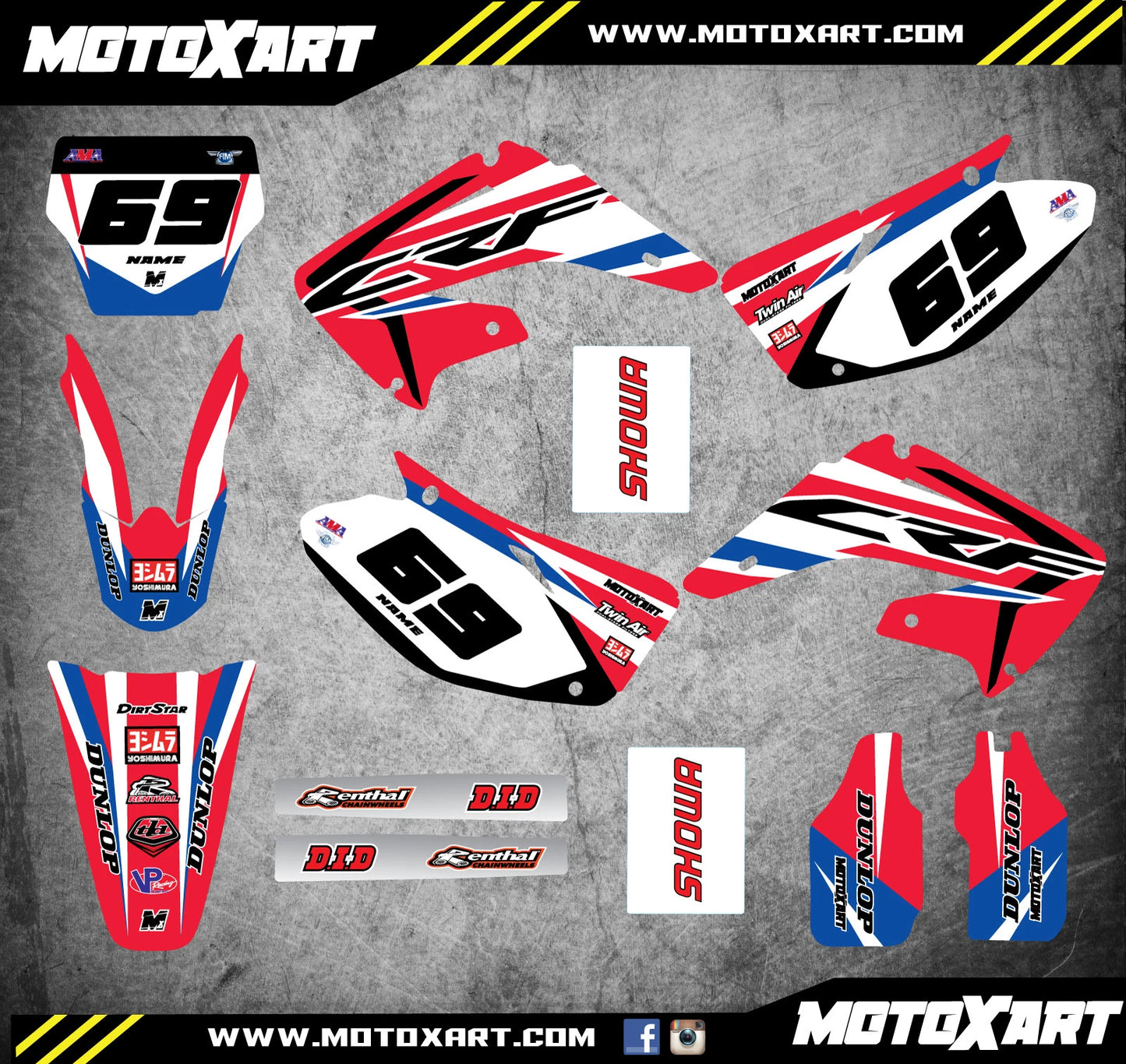 Full Custom Graphic Kit for Honda CR 125 (2002-2012) - SLEEK Style Stickers