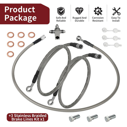 Steel Braided Front Brake Lines for Suzuki QuadSport Z400 2003-2008