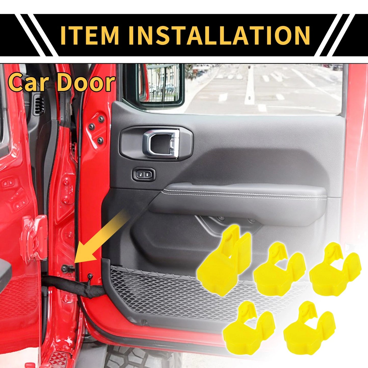 Door Limiting Cover Trim for Jeep Wrangler JL JLU (2018-2024) - Yellow