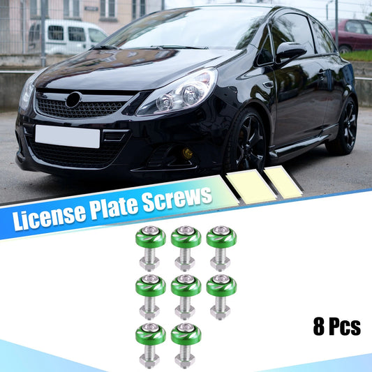 Aluminum Alloy License Plate Bolt Screw Nuts / 8 Pcs for Car Motorcycle Green