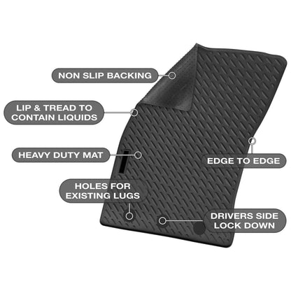 Front & Rear Moulded Rubber Floor Mats for Ford Ranger PX Dual Cab (2011 - 2022)