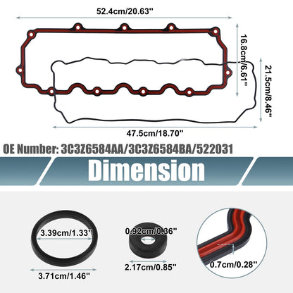Engine Valve Cover Gaskets Seals Set with 2 Pads for Ford F-250 Super (2003-2007)