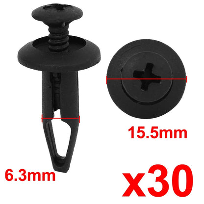6.3mm Black Plastic Door Panel Rivets Clips for Ford Car/Truck