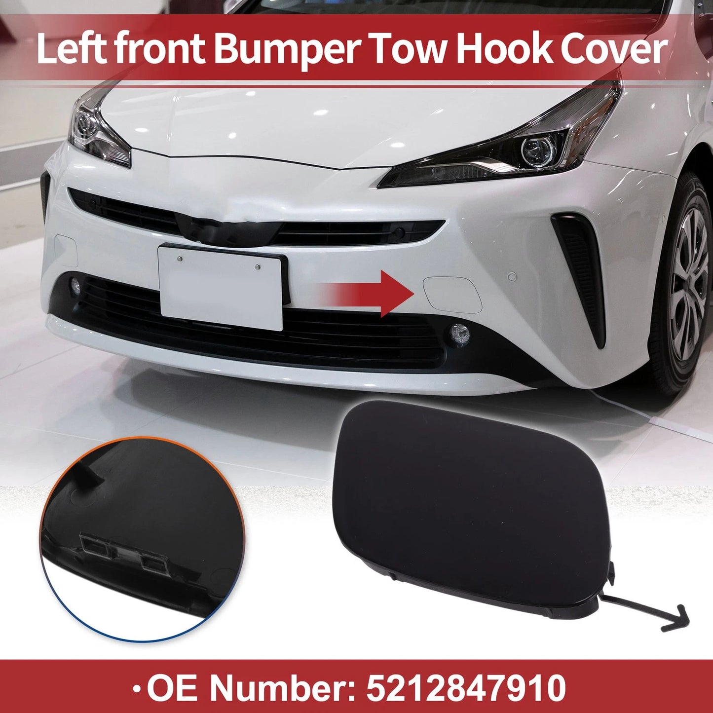 Left Front Tow Hook Cover for Toyota Prius (2019-2022) 1 Pc