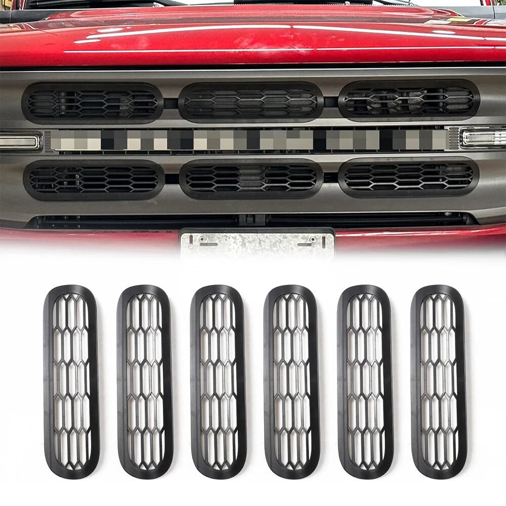 Black Mesh Front Grille Inserts Trim Cover for Ford Bronco (2021-2024)