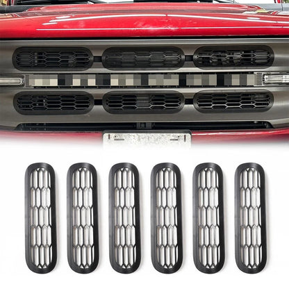 Black Mesh Front Grille Inserts Trim Cover for Ford Bronco (2021-2024)