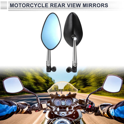 M8/M10 Rear View Mirror Handlebar Mirror Black Silver Tone Aluminum for Motorcycle