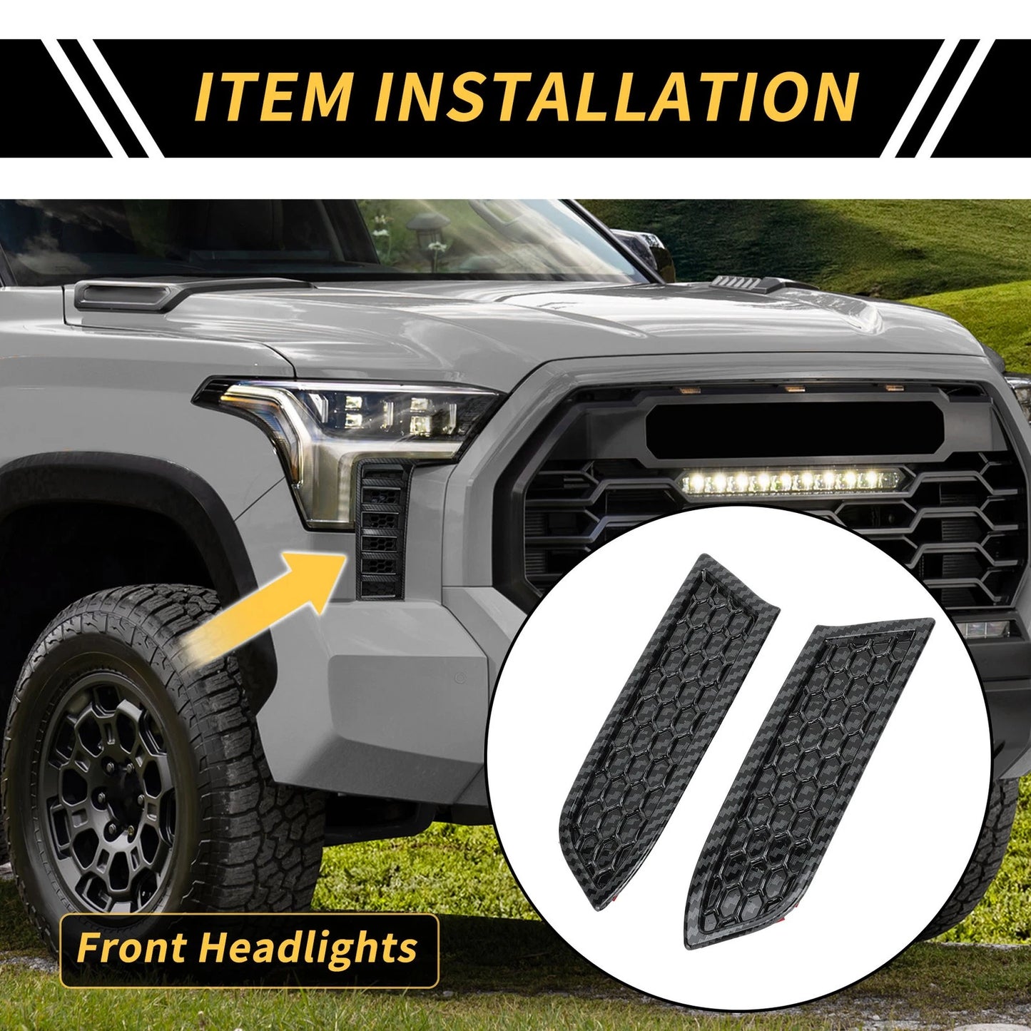 Carbon Fiber Headlight Grille Vent Covers for Toyota Tacoma (2016-2023)
