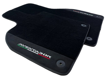 Black Floor Mats for Lamborghini Aventador 2012-2022 with Alcantara Leather