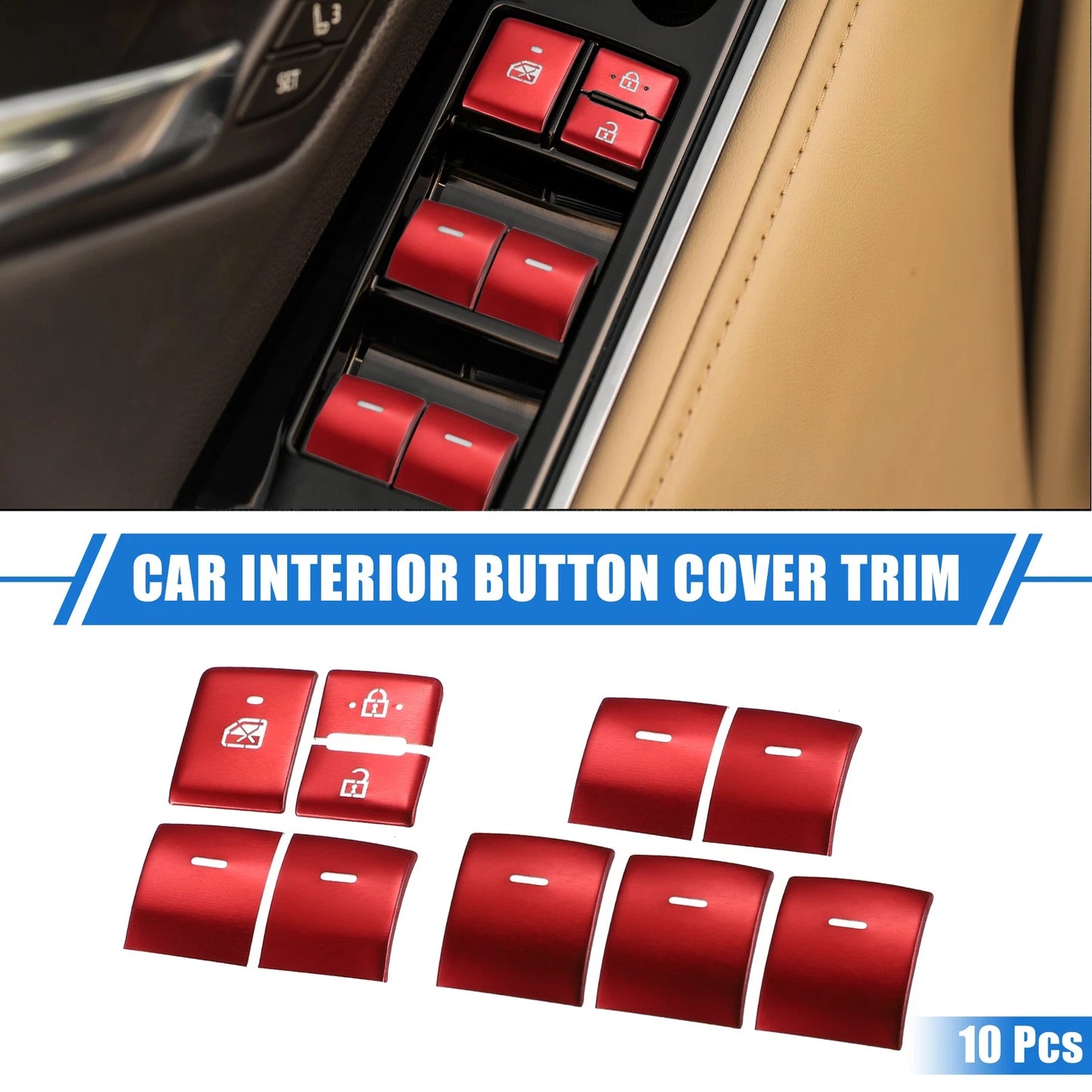10 x Car Window Switch Button Cover Trims for Toyota Highlander (2020–2022)