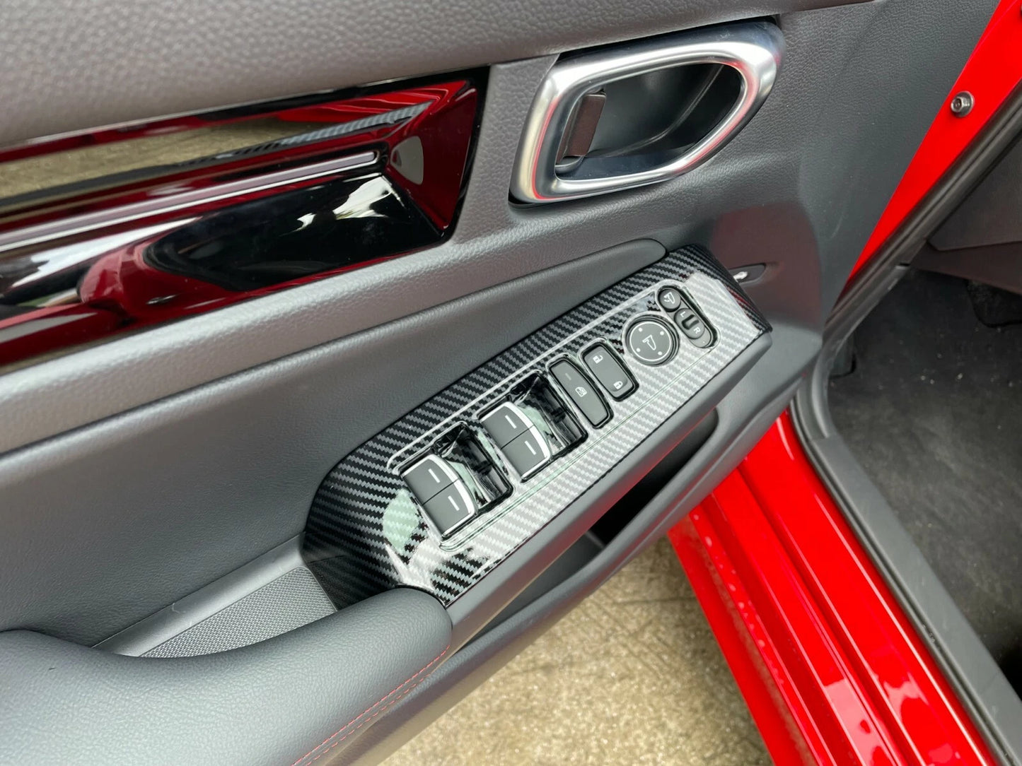 4x LHD Carbon Fiber Door Window Lift Cover Trim for Honda Civic (2022-2023)