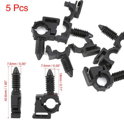5 x 40.6mm Black Plastic Wiring Harness Clips for Ford