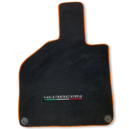 Floor Mats for Lamborghini Huracan Coupe Orange Rounds Black Tailored Carpet