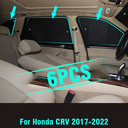 Sunshade 6 x Side Window Privacy Black Silver for Honda CRV (2017–2022)