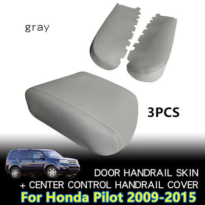 3 Pcs Grey Console Lid & Armrest Panels Cover for Honda Pilot (2009–2015)