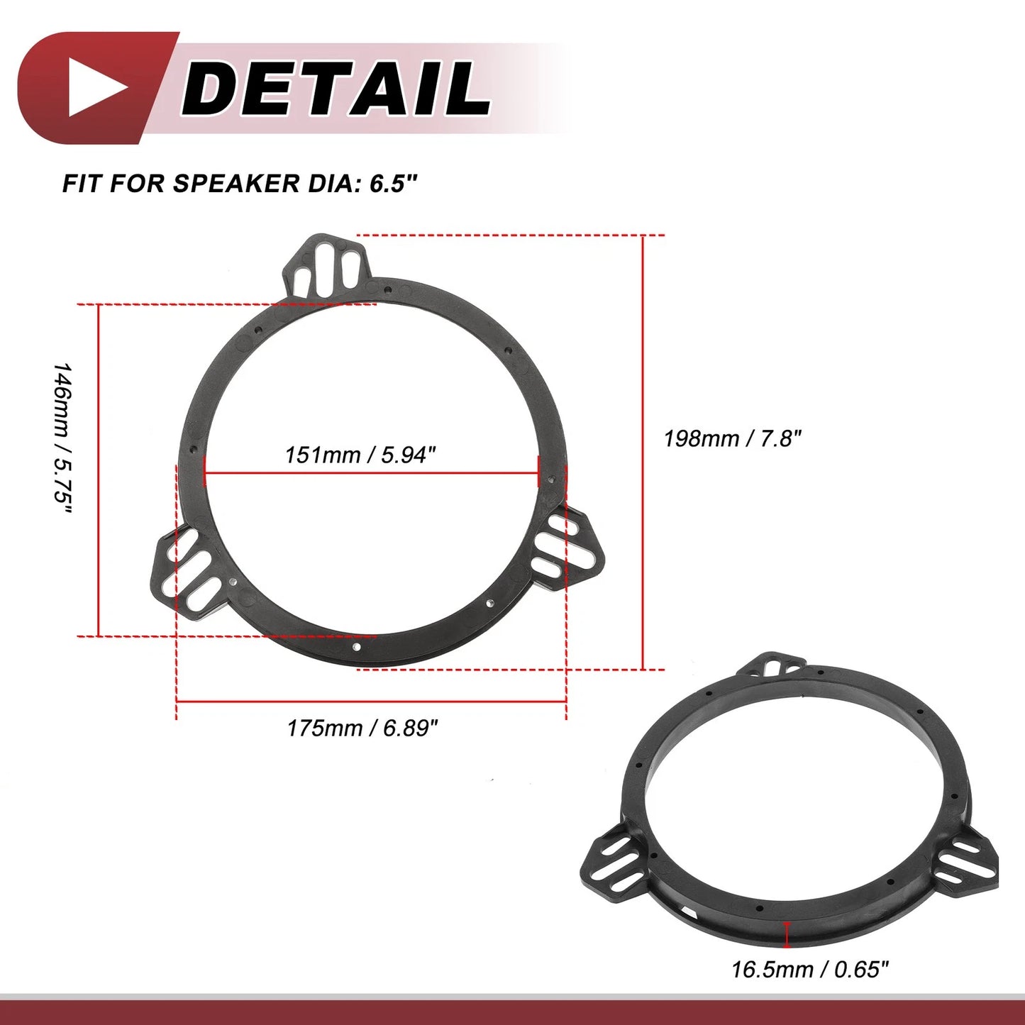 Speaker Spacer Ring Adaptor for Honda Civic 2001-2005 Rear 6.5" (01-05)
