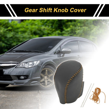Car Gear Shift Knob Cover for Honda Civic (2016-2021) - Black Brown Faux Leather