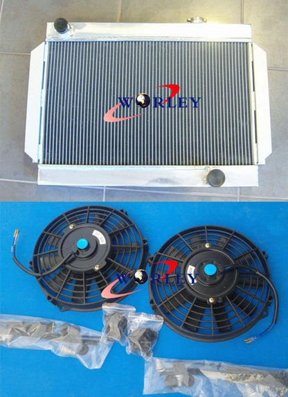 3Cores Alloy Aluminum Radiator + Fan for Holden V8 Chevy Motor Universal
