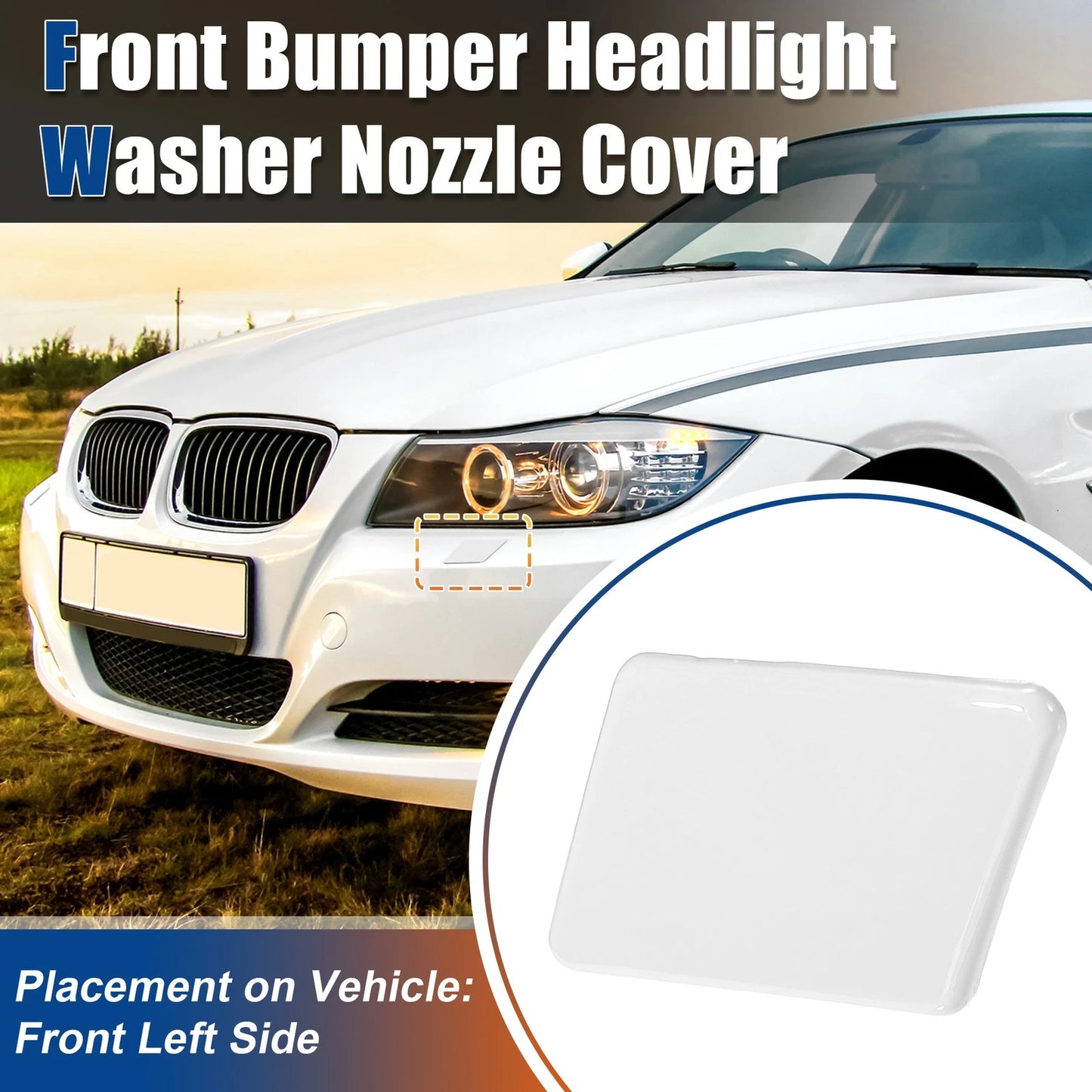 Left Side Front Bumper Headlight Washer Nozzle Cover for BMW E90 E91 (2006-2011)
