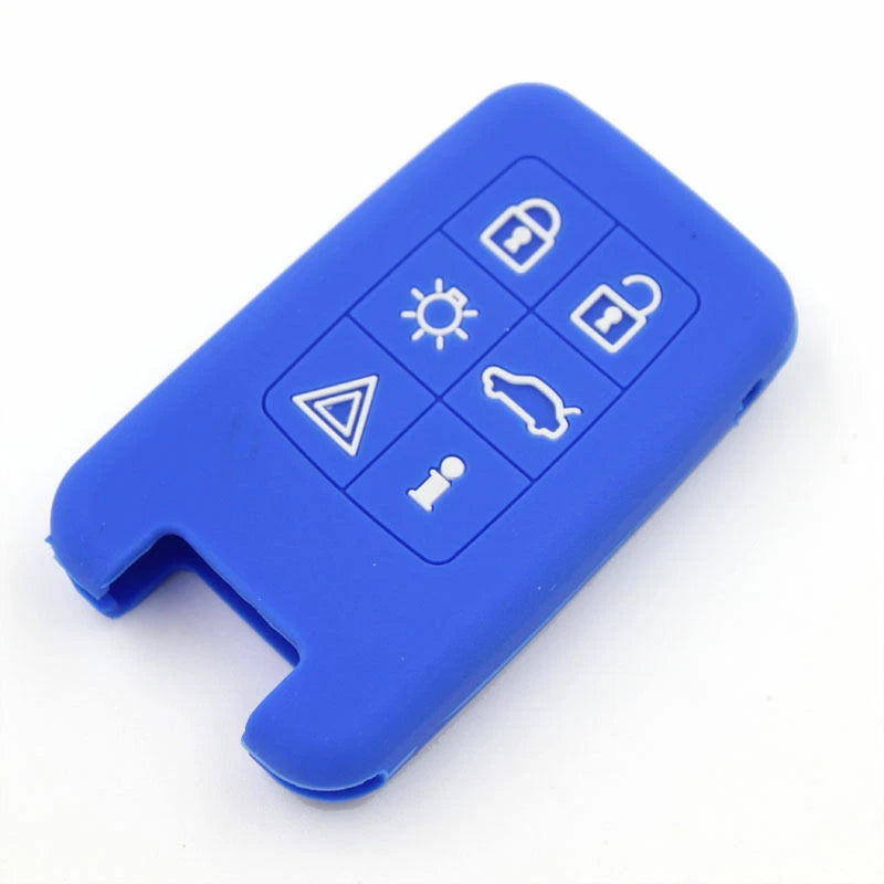 Blue 6BTN Silicone FOB Remote Key Cover Bag fit for VOLVO V40 S80 XC60 S60