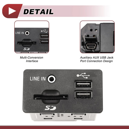 AUX USB Jack Port for Ford Edge 2011-2019 Black 1 Pcs