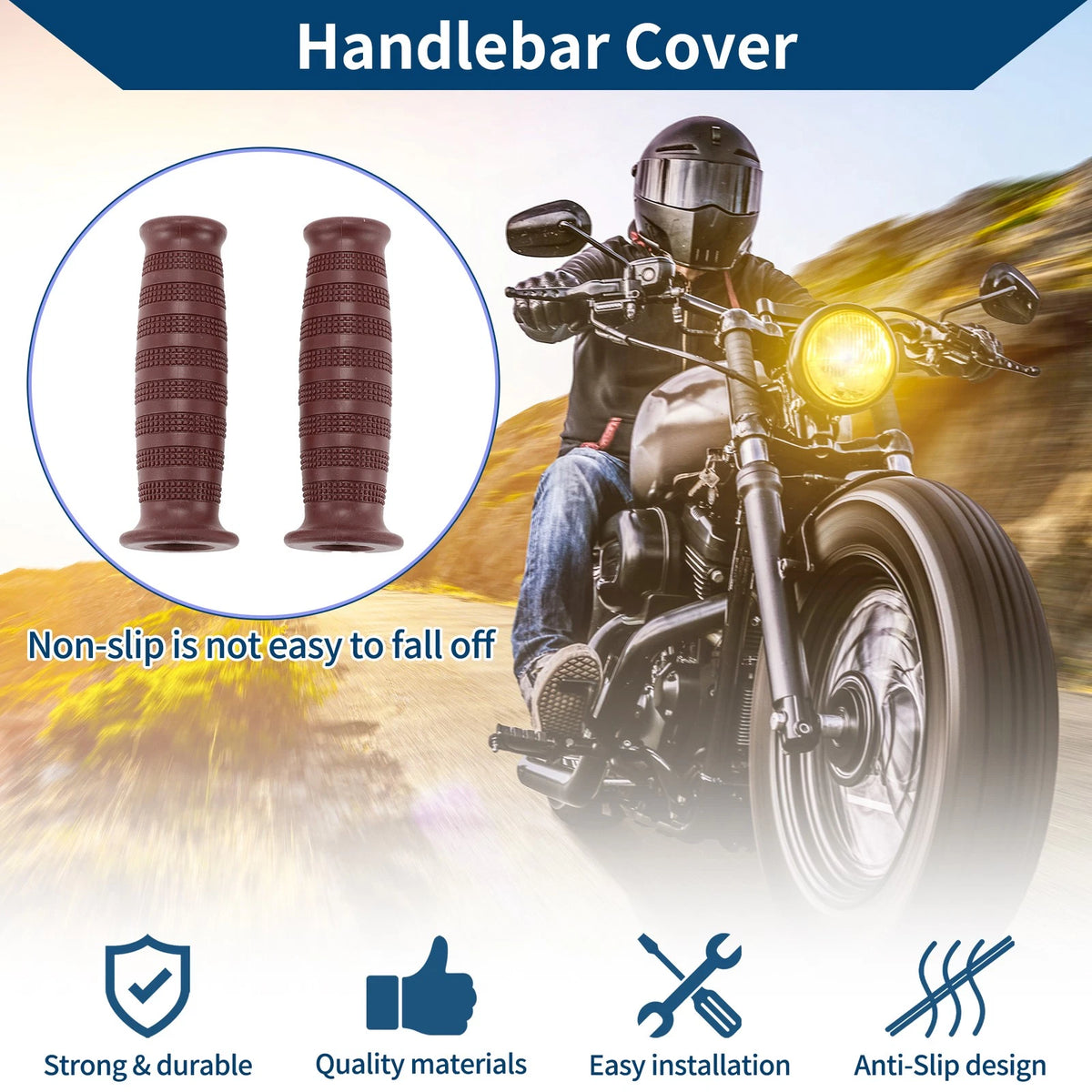 Grip Cover / 7/8 22mm / Motorcycle Hand Grips Rubber Brown 1 Pair