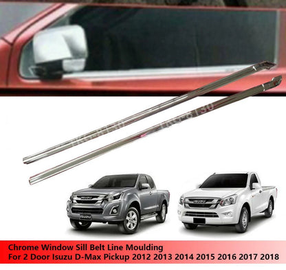 2 x Chrome Window Sill Line for Isuzu D-Max (2012-2019)