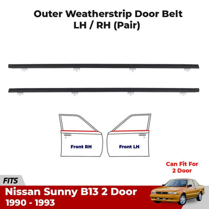Out Weatherstrip Door Belt Pair Fits Datsun Nissan Sentra B13 Coupe 1990-93 D05