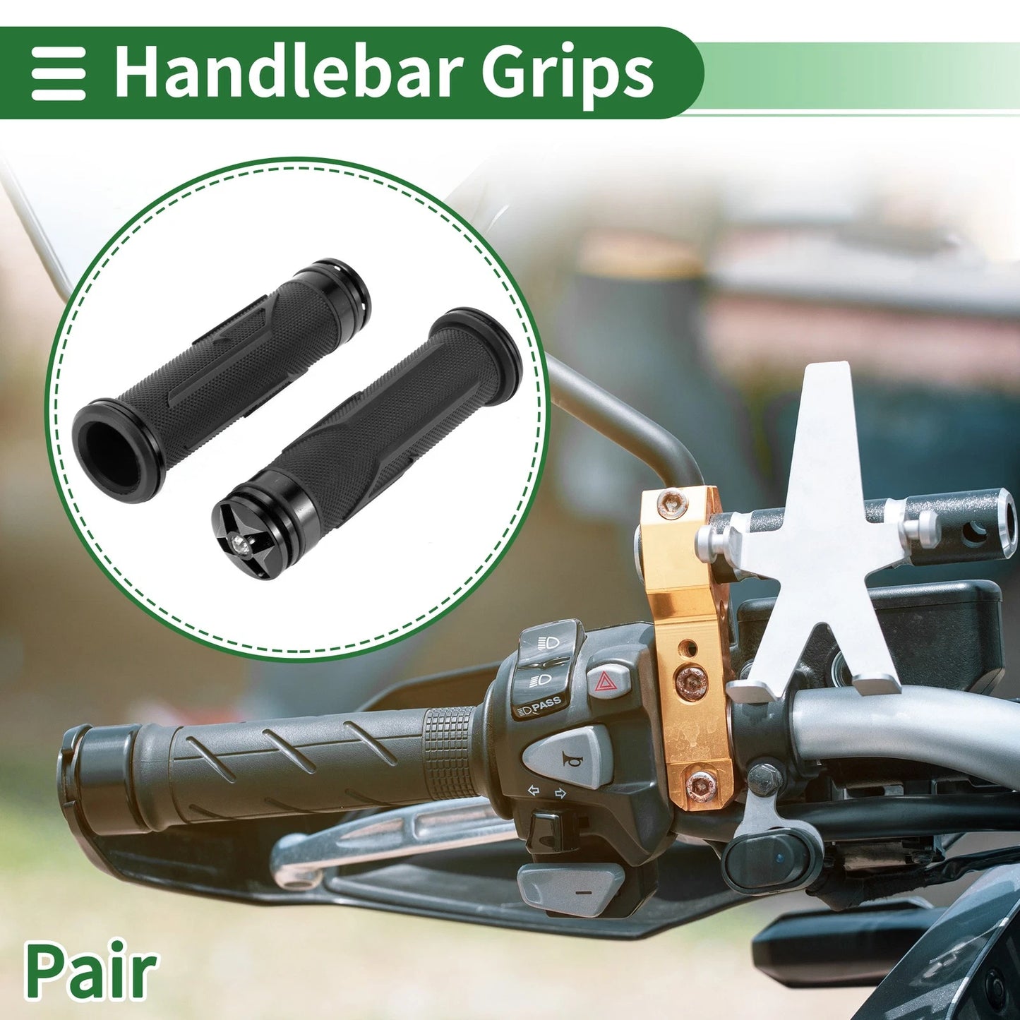 7/8" 22mm Motorcycle Hand Grips Aluminum Alloy Black 1 Pair for Generic Motorcycle