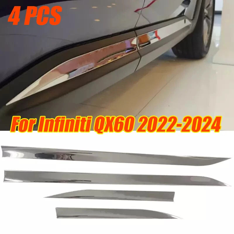 4X Stainless Body Side Door Mould Cover Trim Decor for Infiniti QX60(2022–2024)