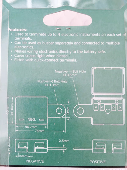 Battery Terminals 12V Multi Connections 4 Terminals Neg/Pos for Boat/Caravan