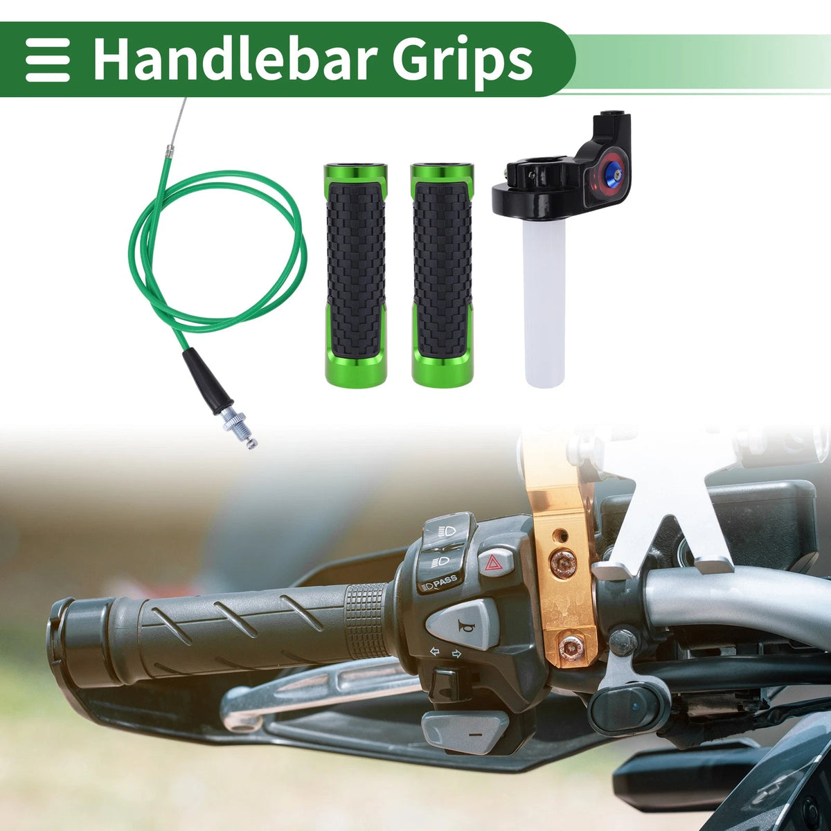 7/8" 22mm Hand Grips Covers Aluminum Alloy and Rubber Green