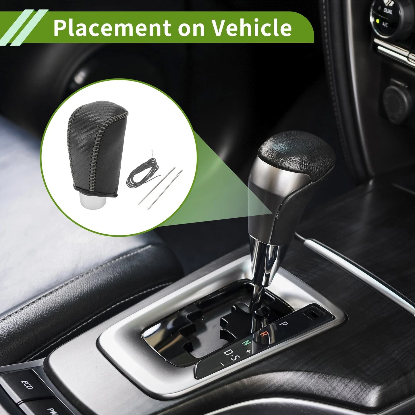 Shift Knob Cover Carbon Fiber Black Grey for Toyota Corolla (2009-2013)